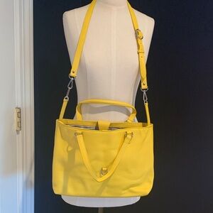 Talbots Vibrant Yellow Pebbled Leather Bag.